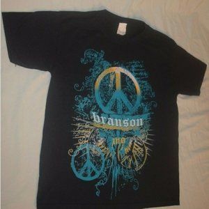Branson MO Missouri Peace Sign Starburst Tourist T Shirt Cotton Blend Large EUC